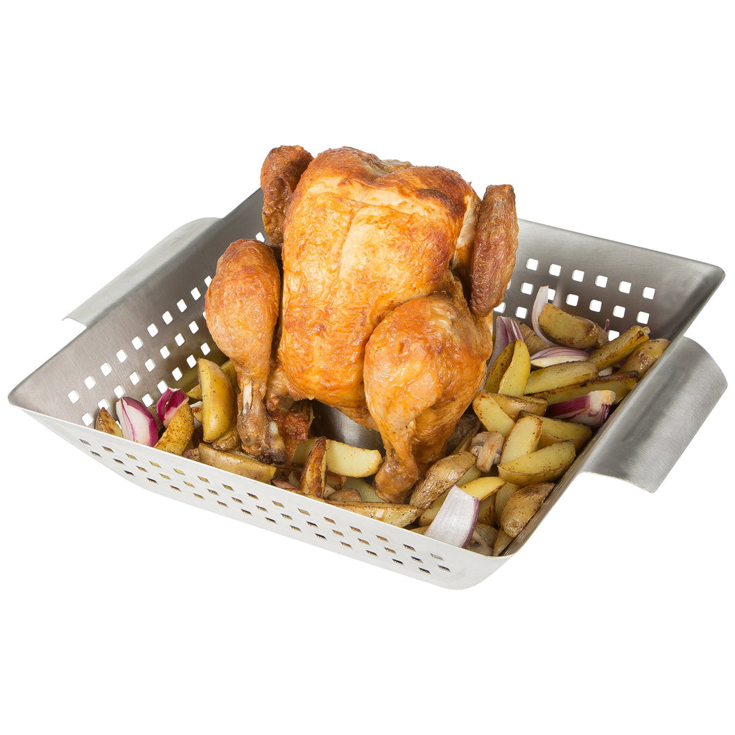 Bruzzzler Cuocipollo, Grill per Pollo arrosto, 44.5 x 29.5 x 4.5 cm, argento - Ilgrandebazar