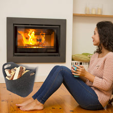 Carica l&#39;immagine nel visualizzatore di Gallery, ORA-TEC Cestino in feltro per legna da ardere, 45 x 24 x 40 45x24x40 cm, Nero - Ilgrandebazar