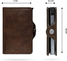 Carica l&#39;immagine nel visualizzatore di Gallery, BEWMER Porta Carte Di Credito E Portafoglio Rigido Con nuovo Fermasoldi in Carbon Fiber Portacarte Originale Per Uomo e Donna Con Protezione Rfid Portatessere Schermato Anticlonazione (Marrone)
