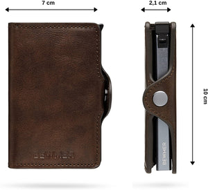 BEWMER Porta Carte Di Credito E Portafoglio Rigido Con nuovo Fermasoldi in Carbon Fiber Portacarte Originale Per Uomo e Donna Con Protezione Rfid Portatessere Schermato Anticlonazione (Marrone)
