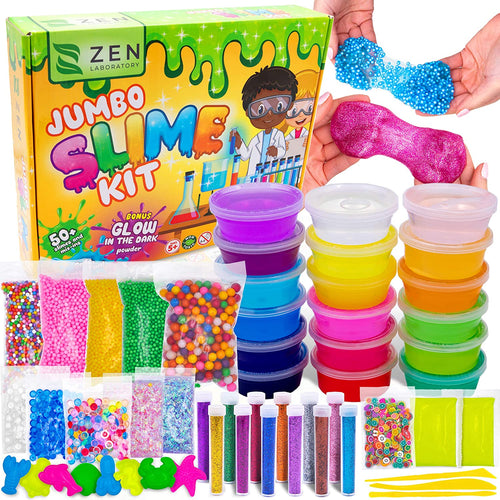 DIY Slime Kit Set per Fai da Te Creativo - Kit de Slime Per Colla con Glitter Fabrica per Slime Fluorescente, Colla Slime Fluffy – Kit Fabbrica Slime Include Palline Spugna e 18 Contenitori Polvere