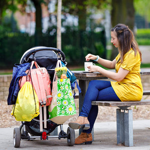 Ganci per Passeggino, Baby Uma - Appendi la spesa & le borse in tutta sicurezza sulla tua Carrozzina o sul Passeggino. Taglia universale, Nero, pacco da 2