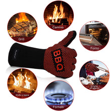 Carica l'immagine nel visualizzatore di Gallery, alenyk Guanti da Forno,Guanto BBQ,Ignifughi,Certificato EN407,Resistenti Calore Fuoco Alte Temperature Griglia Giardino,Campeggio,Cucina,Barbecue,Pizza,Carbonella, Camino Polsino Lungo Cotone 2PEZZI