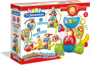Clementoni- Valentino Scooterino Primi Passi, 9+ Mesi, Multicolore, 14942