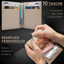 Carica l&#39;immagine nel visualizzatore di Gallery, Portafoglio uomo VERA PELLE con blocco RFID, portamonete e clip fermasoldi... - Ilgrandebazar