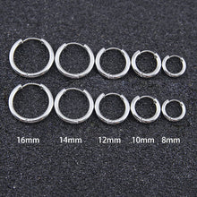 Carica l&#39;immagine nel visualizzatore di Gallery, Elegel 5 Paia Orecchini in Acciaio Inossidabile Cerchio Orecchini Rotondo Oro Rosa Oro Argento Nero Set (5 Coppie) Uomo Donna 8mm 10mm 12mm 14mm 16mm