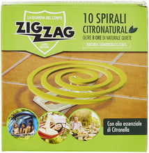 Carica l'immagine nel visualizzatore di Gallery, Zig Zag, Spirali Citronatural, Naturali senza insetticida per esterno, durata 8 ore, all'olio essenziale di citronella, confezione da 10 spirali