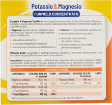 Carica l&#39;immagine nel visualizzatore di Gallery, Equilibra Integratori Alimentari, Potassio e Magnesio, Integratore Magnesio e Potassio Formula Concentrata per Reintegro Sali Minerali, con Succo di Arancia Disidratato, Senza Glutine, 20 Bustine Potassio &amp; Magnesio 20 Bustine