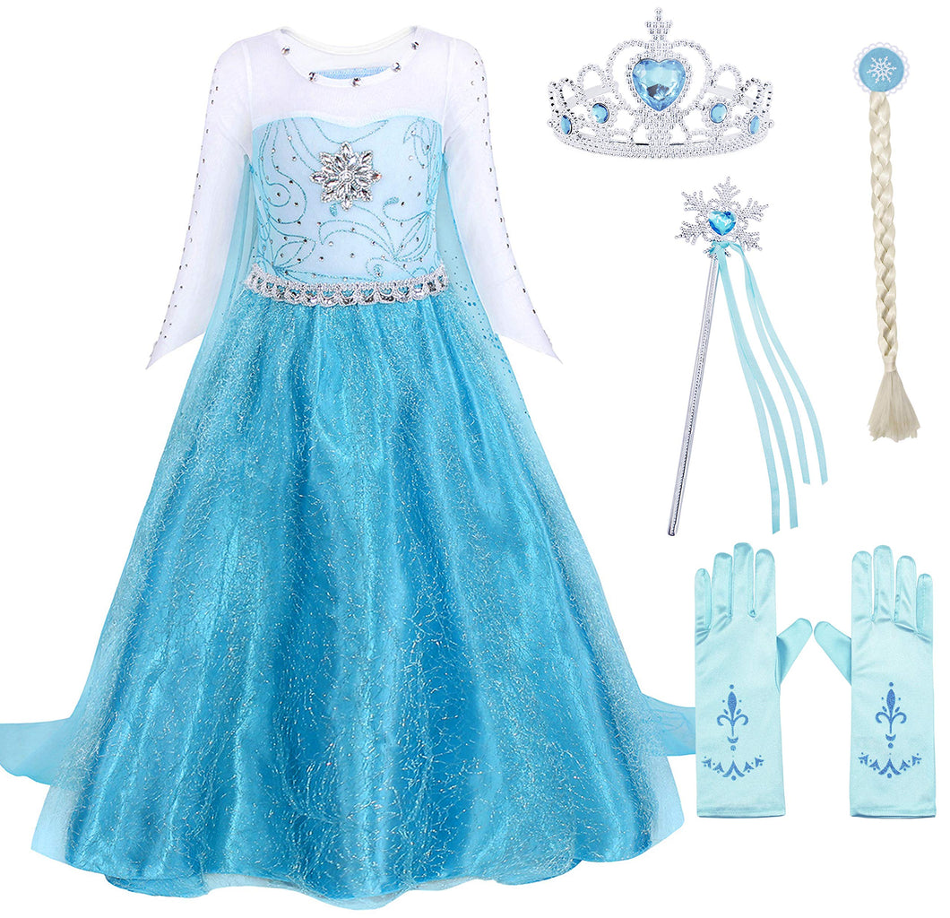 AmzBarley Vestito da Principessa Regina delle Nevi Abito 3-4 anni, Blu - Ilgrandebazar