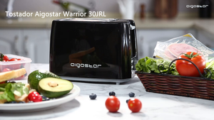 Aigostar Warrior 30JRL - Tostapane a 2 fette, 7 impostazioni 30JRL, Nero-750w - Ilgrandebazar