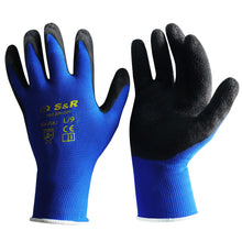 Carica l&#39;immagine nel visualizzatore di Gallery, S&amp;R Guanti da Lavoro e Giardinaggio 12 Paia fibra di Nylon con L/9, Blu/Nero