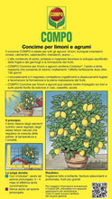 Carica l'immagine nel visualizzatore di Gallery, Compo, Concime per Limoni e Agrumi, per Uno Sviluppo equilibrato delle Foglie, dei germogli e la Formazione dei Frutti, Fino a 3 Mesi di nutrimento, 500 Gr, 3.8x11.5x20.5 cm