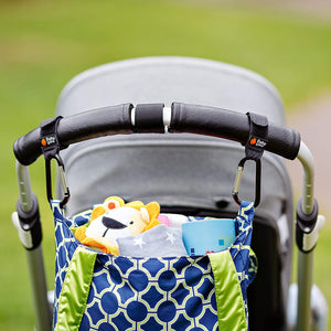Ganci per Passeggino, Baby Uma - Appendi la spesa & le borse in tutta sicurezza sulla tua Carrozzina o sul Passeggino. Taglia universale, Nero, pacco da 2