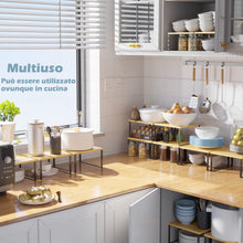 Carica l'immagine nel visualizzatore di Gallery, COVAODQ Set di 4 scaffali da cucina, organizer da cucina, per spezie, erbe, latta, in bambù e metallo, nero