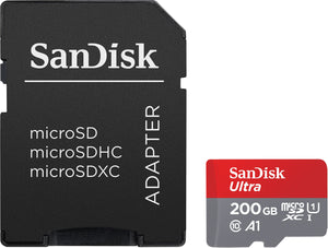 SanDisk Ultra Scheda di Memoria MicroSDXC da 200 GB e 200 GB, Rosso