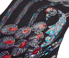 Carica l&#39;immagine nel visualizzatore di Gallery, Coucoland 1920s abito da donna pavone modello Flapper S, Nero Multicolore - Ilgrandebazar