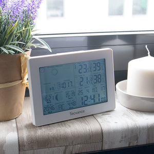 TECVANCE Stazione Metro Digitale con 2 Sensori 15.7 x 2.6 x 11.2 cm, Bianco - Ilgrandebazar