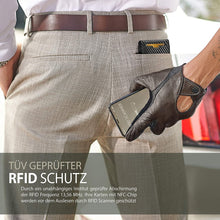 Carica l'immagine nel visualizzatore di Gallery, TRAVANDO Portafoglio Uomo con Clip per Contanti LONDON - 10 Tasche per la Carte - Porta carte di credito - Protezione RFID - Regalo perfetto per gli Uomini - Confezione Regalo (Carbon)