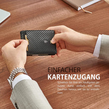 Carica l'immagine nel visualizzatore di Gallery, TRAVANDO Portafoglio Uomo con Clip per Contanti LONDON - 10 Tasche per la Carte - Porta carte di credito - Protezione RFID - Regalo perfetto per gli Uomini - Confezione Regalo (Carbon)