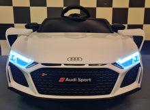 Carica l&#39;immagine nel visualizzatore di Gallery, Audi R8 Spyder Macchina Elettrica per Bambini Nuovo tipo, bianco, 2x motore da 25 W, batteria da 12 V, telecomando da 2,4 Ghz