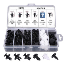 Carica l'immagine nel visualizzatore di Gallery, 6 Size 100pcs Auto Fastener Clip Mixed Car Body Push Retainer Pin Rivet Bumper Door Trim Panel Retainer Fastener Kit