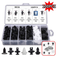 Carica l'immagine nel visualizzatore di Gallery, 6 Size 100pcs Auto Fastener Clip Mixed Car Body Push Retainer Pin Rivet Bumper Door Trim Panel Retainer Fastener Kit