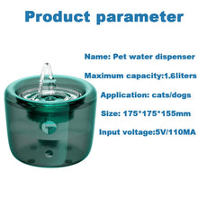 Carica l&#39;immagine nel visualizzatore di Gallery, Fontanella per gatti Sensore automatico fontana acqua pompa acqua alimentatore cane Pet bevitore ciotola Pet bere Dispenser per cane gatto alimentato tramite USB