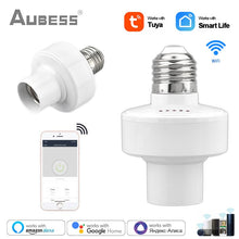 Carica l'immagine nel visualizzatore di Gallery, Tuya WiFi Smart Light Bulbs Adapter E27 LED Lamp Holder Base AC85-250V Via Smart Life App Voice Control Alexa Google Home Alice