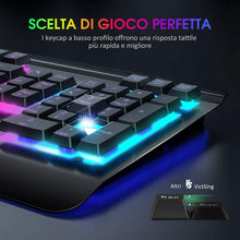 Carica l'immagine nel visualizzatore di Gallery, Tastiera meccanica Gaming con retroilluminazione LED RGB, Layout italiano, Nero