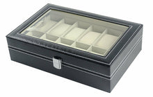 Carica l&#39;immagine nel visualizzatore di Gallery, Scatola Porta Orologi con 12 scompartimenti per 12 Orologi, 30 x 20 x 8 cm