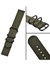 Carica l&#39;immagine nel visualizzatore di Gallery, 2 pezzi di ricambio in nylon cinturini orologi, verde militare e nero 22 mm