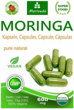 Carica l'immagine nel visualizzatore di Gallery, 120 x Capsule di Moringa da 600 mg, 100% Naturale, Vegana, Prodotto di qualità