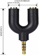 Carica l&#39;immagine nel visualizzatore di Gallery, 2 x Sdoppiatore per attacco cuffia Aux da 3.5 mm, Adattatore microfono e cuffia