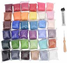 Carica l'immagine nel visualizzatore di Gallery, 36 x Lana cardata colorata per attività decorative, 10 Aghi per ricamo, Punta