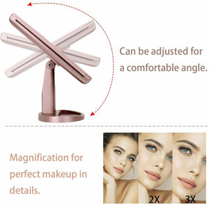 deweisn Specchio Trucco con 21 LEDs, di Vanity Trifold Oro Rosa