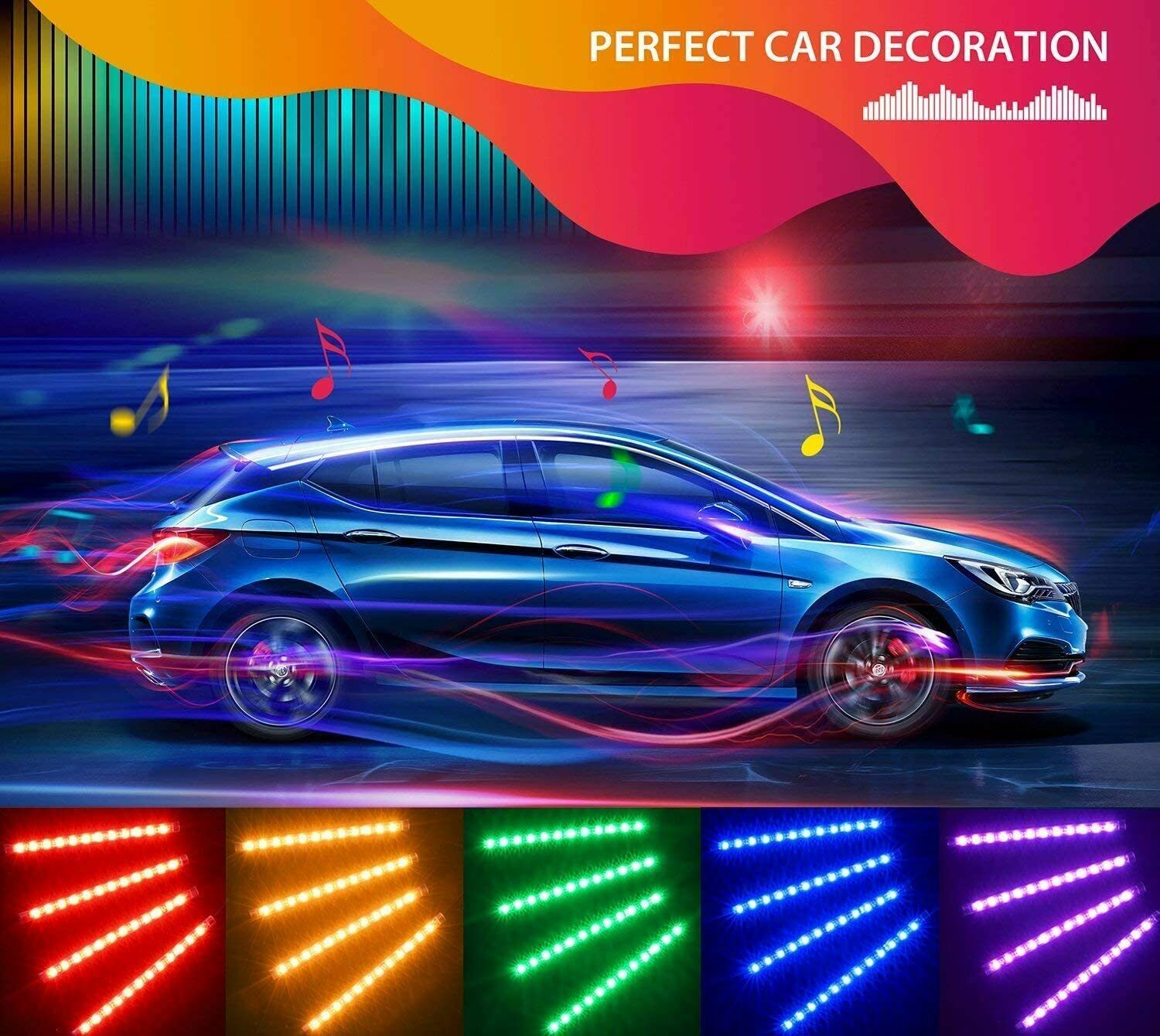 Striscia LED per illuminazione interni auto, 48 LED multicolore