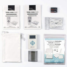 Carica l'immagine nel visualizzatore di Gallery, prorelax TENS+EMS Duo - Dispositivo elettrostimolatore, 2 terapie Bianco/Blu