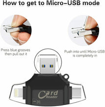 Carica l'immagine nel visualizzatore di Gallery, Lettore di Schede Memoria SD/Micro SD, 4 in 1 USB 2.0 / Micro Small