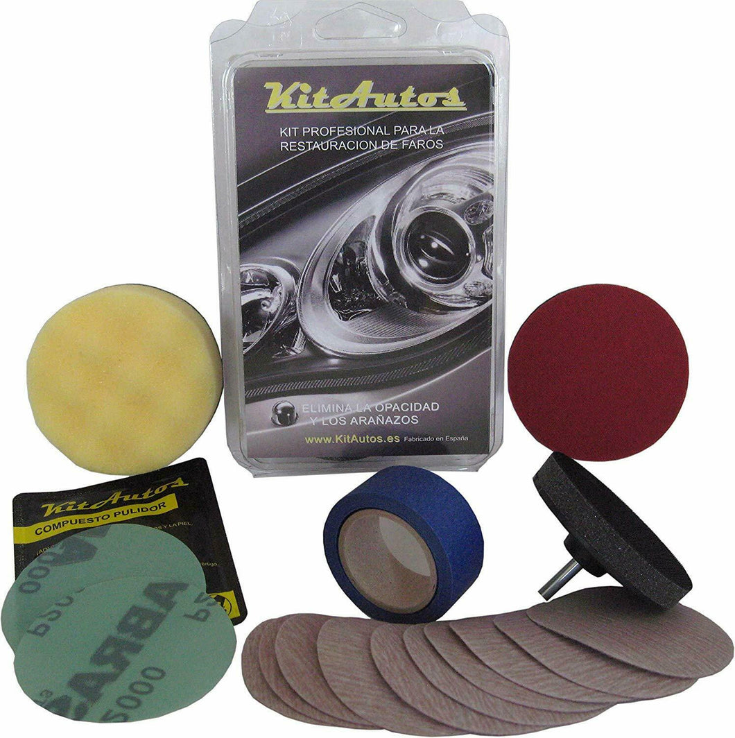 Kit rinnova fanali, Dischi abrasivi per trapano e tampone per lucidatura faro