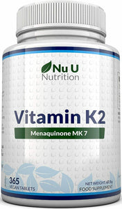 Vitamina K2 MK-7 200 mcg | 365 Compresse | Scorta Per 1 Anno | Vegan | NO OGM