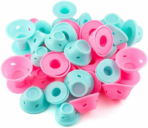 40 x Bigodini in silicone morbido per capelli, Hair style, Colorati blu e rosa
