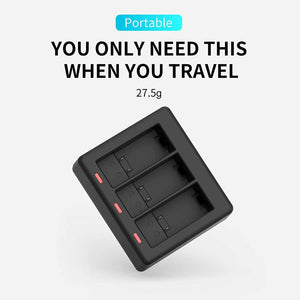 2 x Batterie con Caricabatterie Triplo per Gopro HERO 9 black, Capacità 1750 mAh