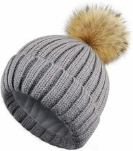 Carica l'immagine nel visualizzatore di Gallery, HATOOZE Cappello Beanie Invernale Lavorato a Maglia per Donna Ragazza grigio