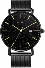 Carica l'immagine nel visualizzatore di Gallery, BUREI Uomo Orologio da Polso al Quarzo Classico con Cassa Ultra Oro Nero