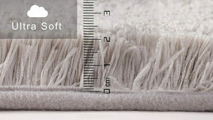 Fluffy Tappeto da Bagno a Pelo Lungo in Microfibra per Doccia Rotonda, Grigio