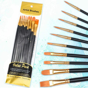 10 x Pennelli con setola in nylon per acquarelli acrilico olio, Pittura arte