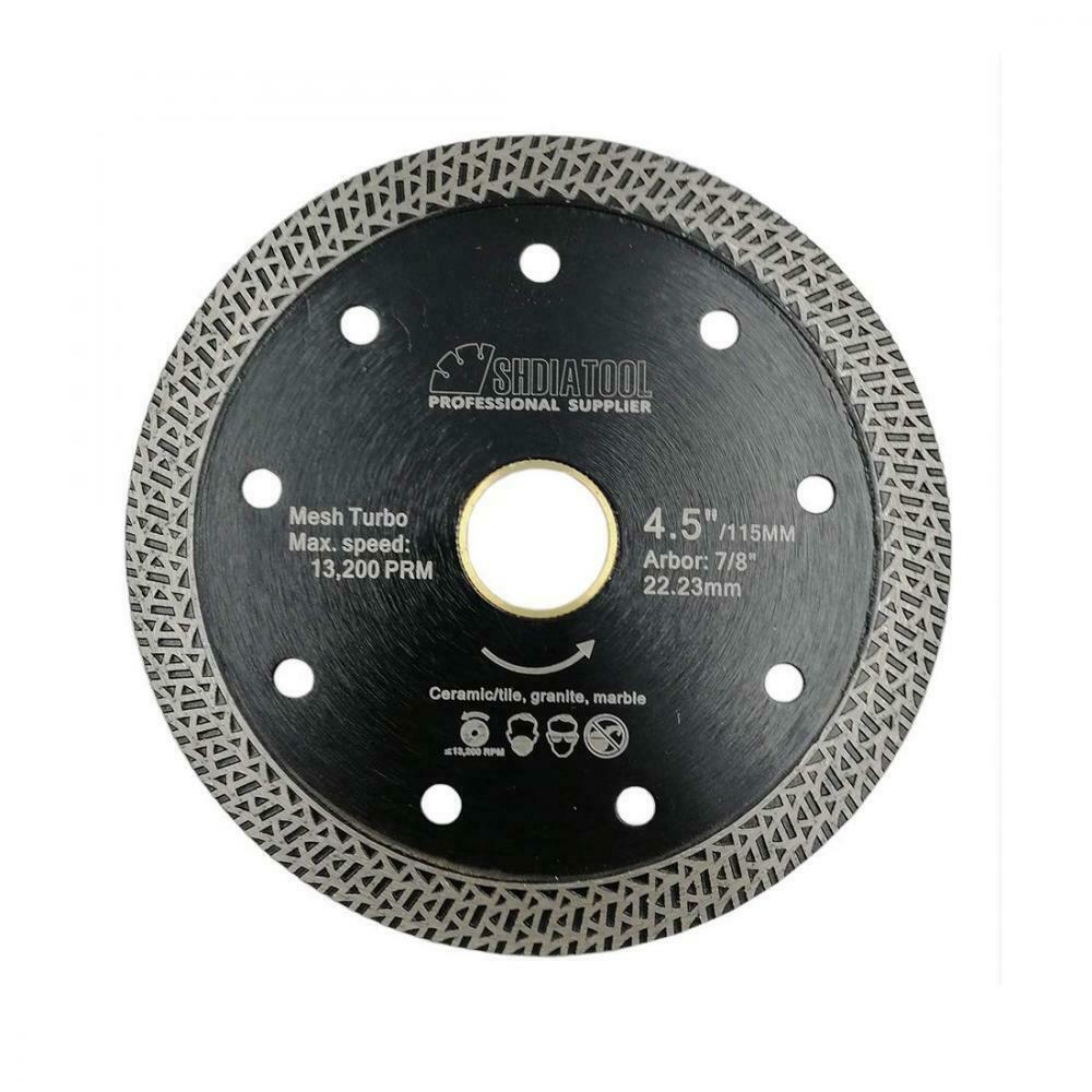 SHDIATOOL Disco Diamantato 115mm con Mesh Turbo per Porcellana 115mm, Nero