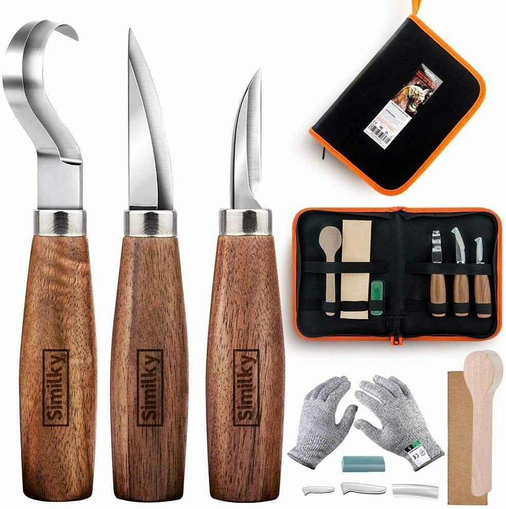 Set di strumenti per coltelli da intaglio del legno 3 & Travel Bag