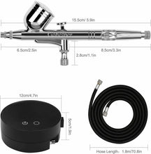 Carica l'immagine nel visualizzatore di Gallery, Gohelper Mini compressore aerografo con Pulizia Pistola Doppia Azione Nero
