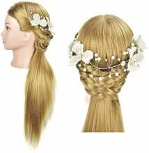 Carica l&#39;immagine nel visualizzatore di Gallery, Testa di manichino per parrucchiere, con capelli in fibra sintetica lunghi...